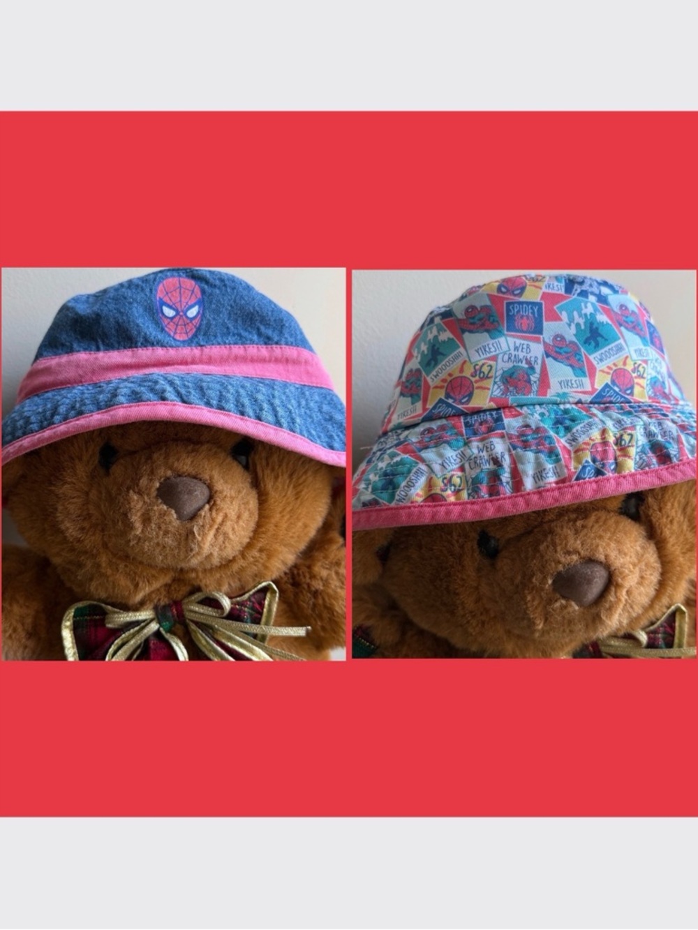 Marvel Kids Reversible Spider-Man Bucket Hat in Blue and Light Red
